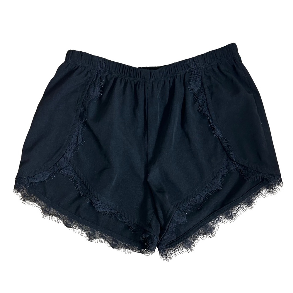 Black Lace Trim Shorts